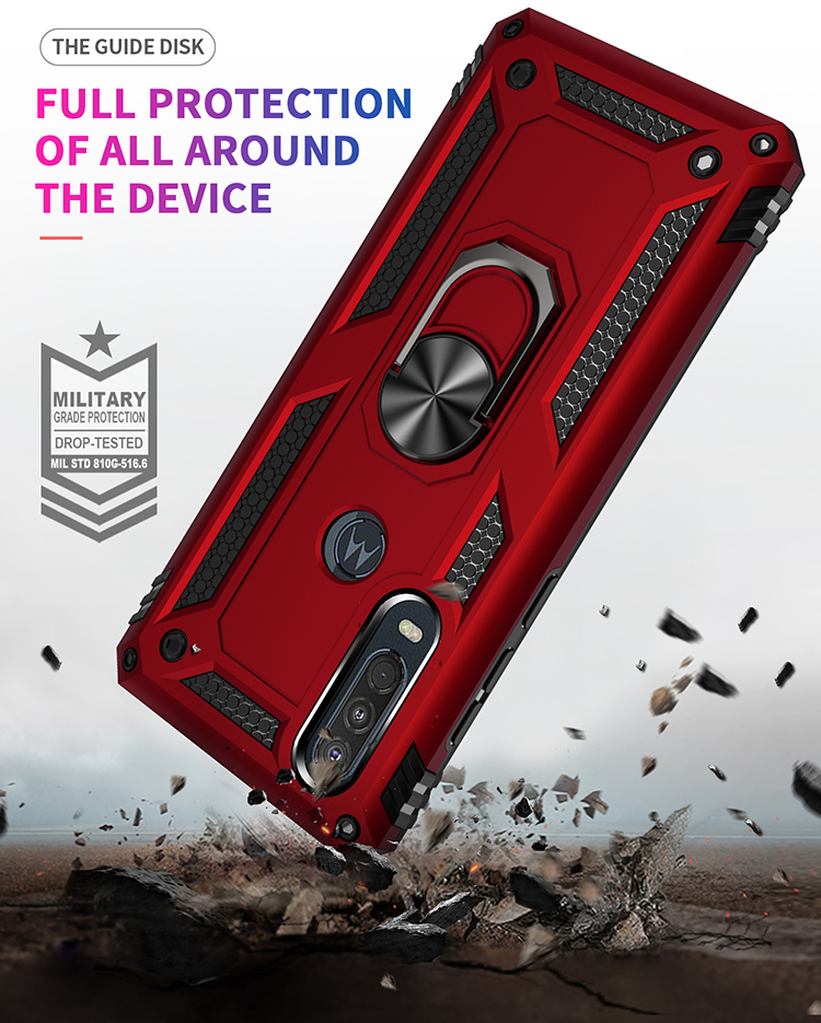 Protectores para celular  para Motorola  One Action Funda reforzada con anillo v2 Rojo